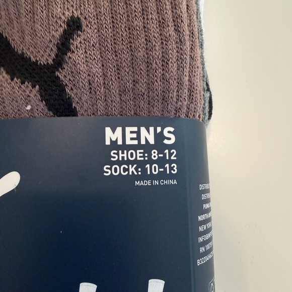 PUMA 6 Pack 6 colors Crew Socks Shoe Size 8-12 NWT - Picture 8 of 12